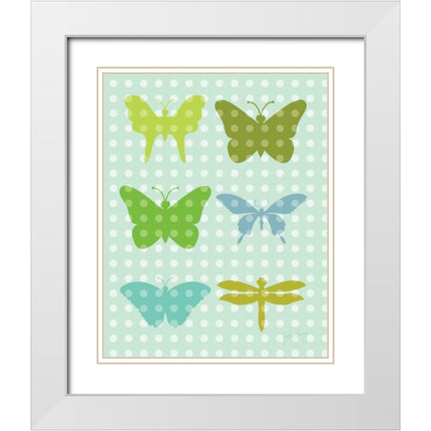 Butterflies II White Modern Wood Framed Art Print with Double Matting by Young, Patty