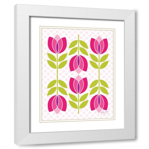 Mod Tulips II White Modern Wood Framed Art Print with Double Matting by Young, Patty