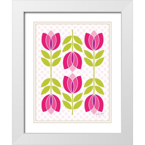 Mod Tulips II White Modern Wood Framed Art Print with Double Matting by Young, Patty