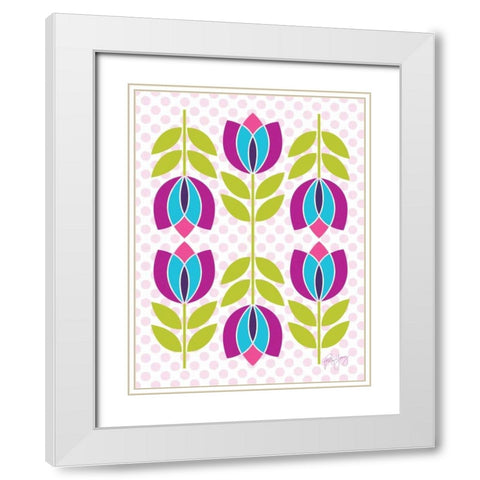 Mod Tulips III White Modern Wood Framed Art Print with Double Matting by Young, Patty