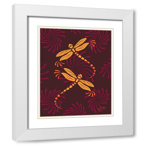 Modern Dragonflies White Modern Wood Framed Art Print with Double Matting by Young, Patty