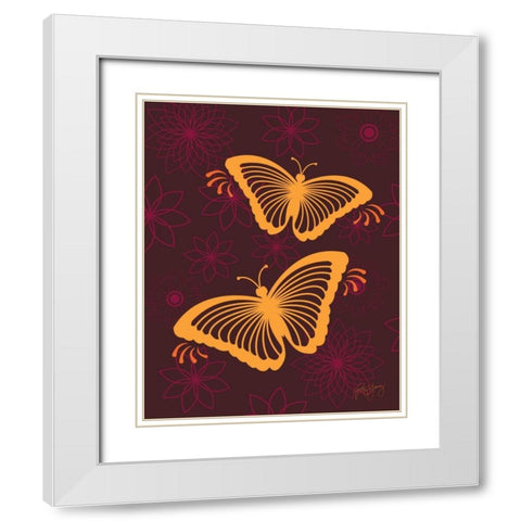 Modern Butterflies White Modern Wood Framed Art Print with Double Matting by Young, Patty