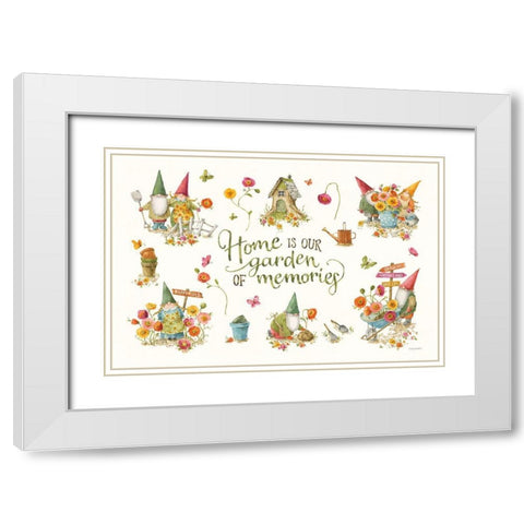 Garden Gnomes I on white White Modern Wood Framed Art Print with Double Matting by Audit, Lisa