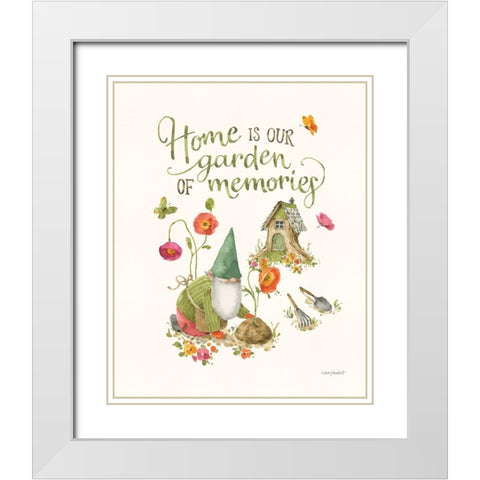 Garden Gnomes V White Modern Wood Framed Art Print with Double Matting by Audit, Lisa