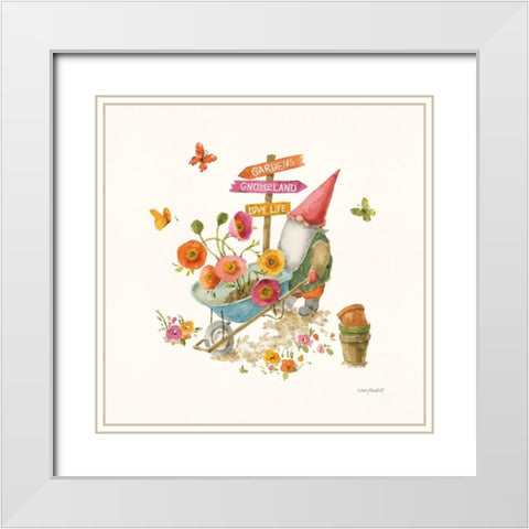 Garden Gnomes VI White Modern Wood Framed Art Print with Double Matting by Audit, Lisa