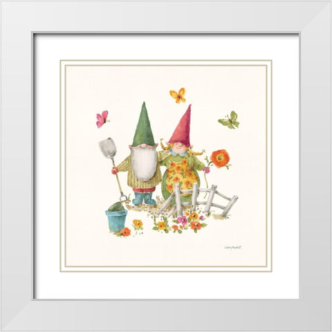 Garden Gnomes VII White Modern Wood Framed Art Print with Double Matting by Audit, Lisa