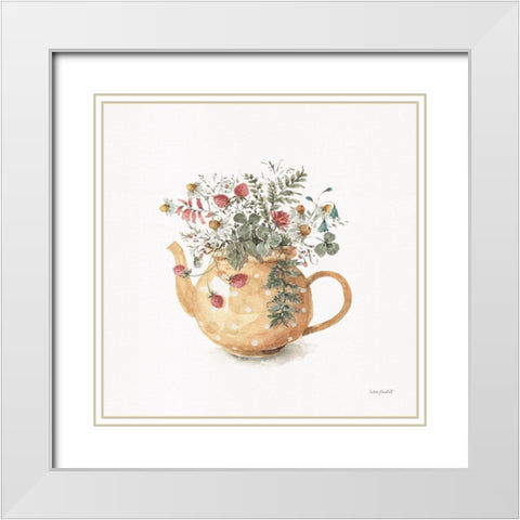 Garden Tea 02 White Modern Wood Framed Art Print with Double Matting by Audit, Lisa