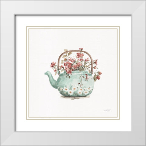 Garden Tea 03 White Modern Wood Framed Art Print with Double Matting by Audit, Lisa