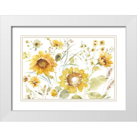 Sunflowers Forever 03 White Modern Wood Framed Art Print with Double Matting by Audit, Lisa