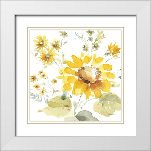 Sunflowers Forever 05 White Modern Wood Framed Art Print with Double Matting by Audit, Lisa