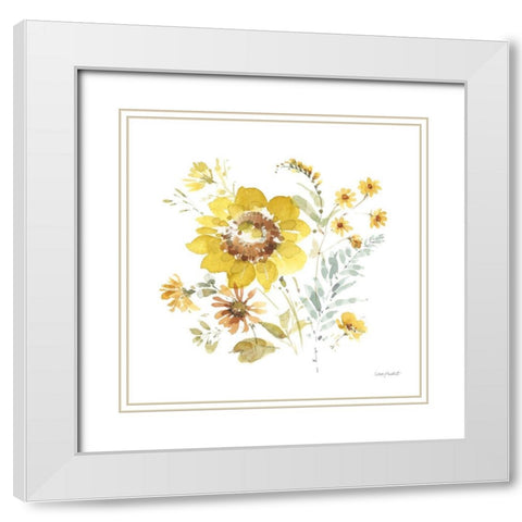 Sunflowers Forever 08 White Modern Wood Framed Art Print with Double Matting by Audit, Lisa