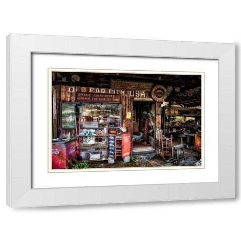 Junk For Sale White Modern Wood Framed Art Print with Double Matting by Head, Danny