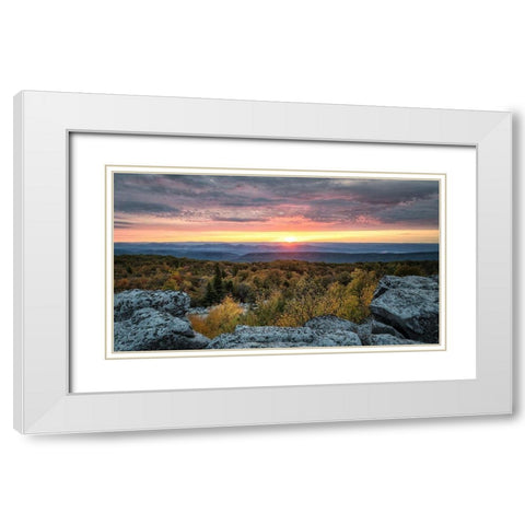 Yellow Dawn I White Modern Wood Framed Art Print with Double Matting by Head, Danny