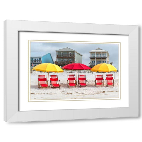 Seating For Six I White Modern Wood Framed Art Print with Double Matting by Head, Danny