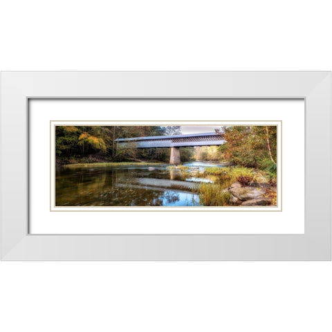 Covered Bridge Panorama White Modern Wood Framed Art Print with Double Matting by Head, Danny