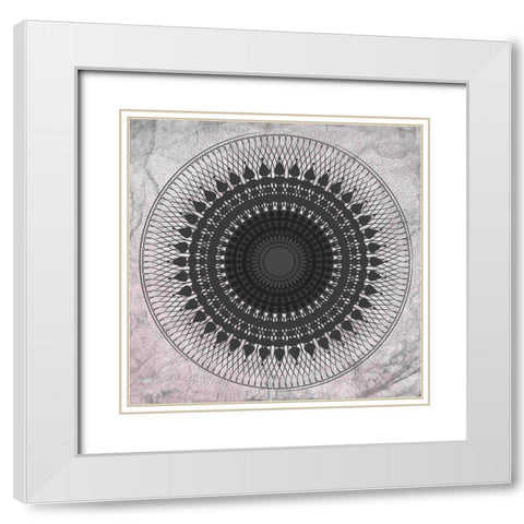Mandala White Modern Wood Framed Art Print with Double Matting by Aesthete