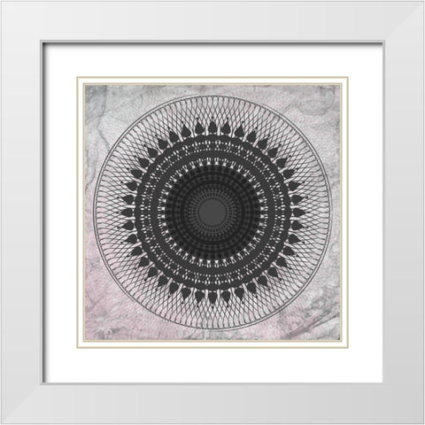 Mandala White Modern Wood Framed Art Print with Double Matting by Aesthete
