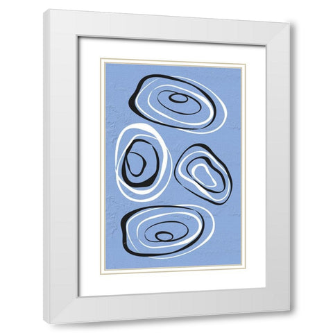 Water Circles Blue White Modern Wood Framed Art Print with Double Matting by Aesthete