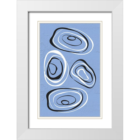 Water Circles Blue White Modern Wood Framed Art Print with Double Matting by Aesthete