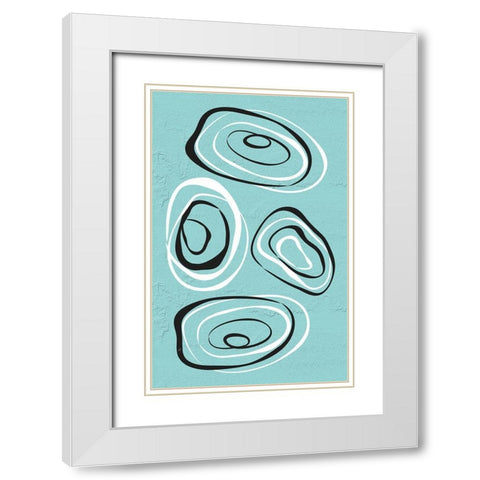 Water Circles Cyan White Modern Wood Framed Art Print with Double Matting by Aesthete