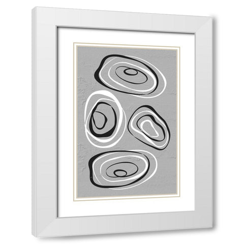 Water Circles Grey White Modern Wood Framed Art Print with Double Matting by Aesthete