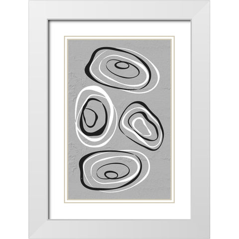 Water Circles Grey White Modern Wood Framed Art Print with Double Matting by Aesthete