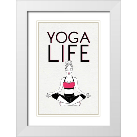 Yoga Life White Modern Wood Framed Art Print with Double Matting by Aesthete