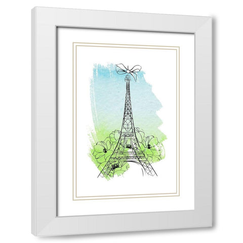 Eiffel Tower White Modern Wood Framed Art Print with Double Matting by Aesthete