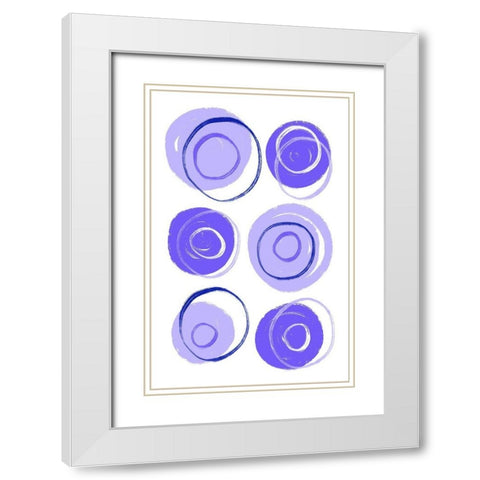 Buttons Purple White Modern Wood Framed Art Print with Double Matting by Aesthete