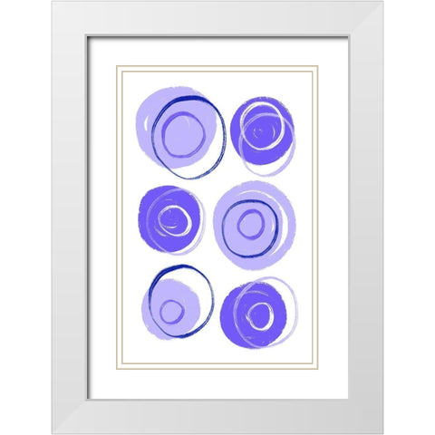 Buttons Purple White Modern Wood Framed Art Print with Double Matting by Aesthete