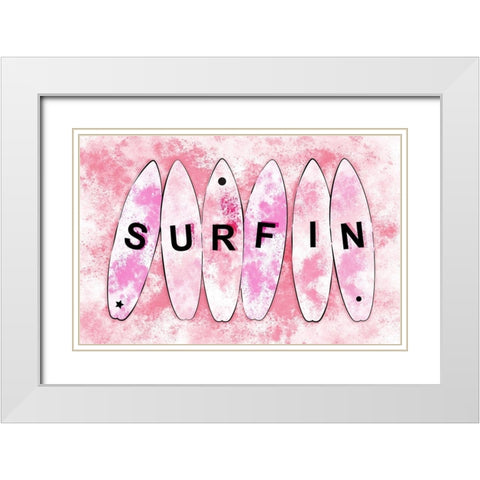 Surfin Pink White Modern Wood Framed Art Print with Double Matting by Aesthete