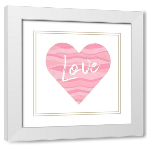 Wave Heart Love White Modern Wood Framed Art Print with Double Matting by Aesthete