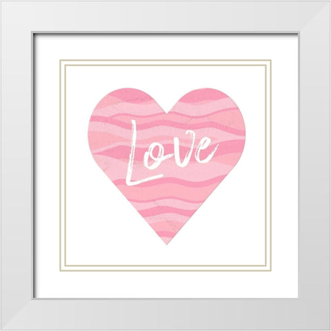 Wave Heart Love White Modern Wood Framed Art Print with Double Matting by Aesthete