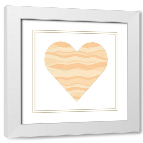 Wave Heart White Modern Wood Framed Art Print with Double Matting by Aesthete