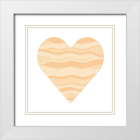 Wave Heart White Modern Wood Framed Art Print with Double Matting by Aesthete