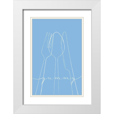 Yummy Blue White Modern Wood Framed Art Print with Double Matting by Aesthete