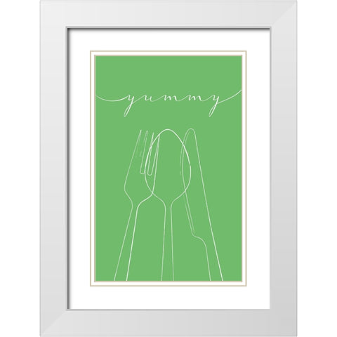 Yummy green White Modern Wood Framed Art Print with Double Matting by Aesthete