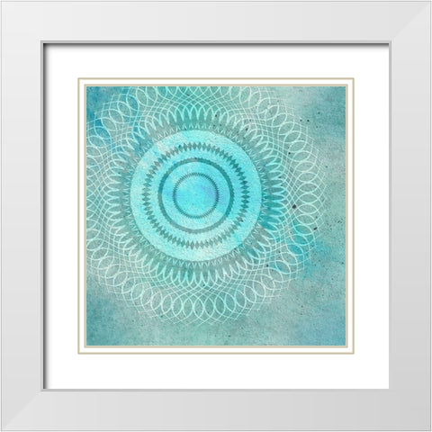 Mandala Green White Modern Wood Framed Art Print with Double Matting by Aesthete