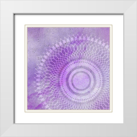 Mandala Purple White Modern Wood Framed Art Print with Double Matting by Aesthete