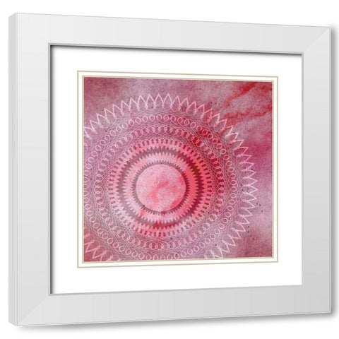 Mandala Pink White Modern Wood Framed Art Print with Double Matting by Aesthete