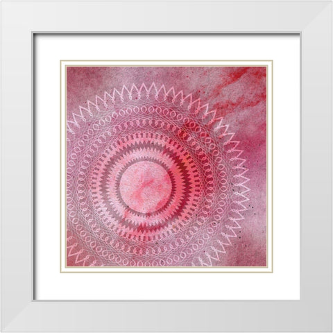 Mandala Pink White Modern Wood Framed Art Print with Double Matting by Aesthete