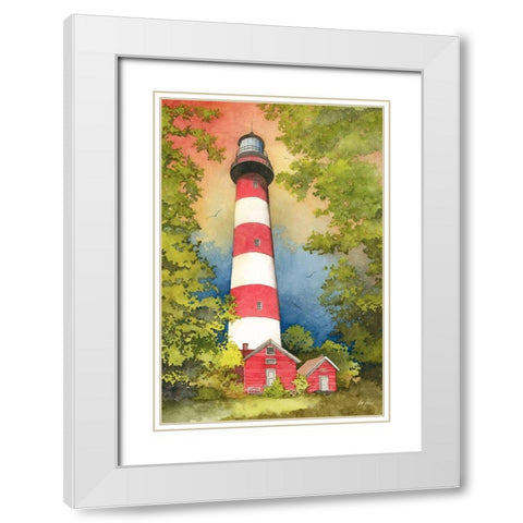 Assateague Lighthouse White Modern Wood Framed Art Print with Double Matting by Rizzo, Gene