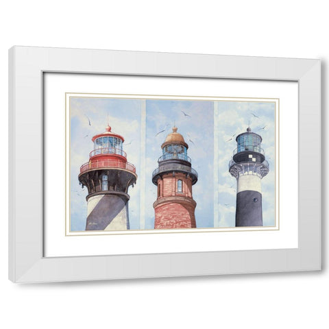 East Florida Lighthouses White Modern Wood Framed Art Print with Double Matting by Rizzo, Gene