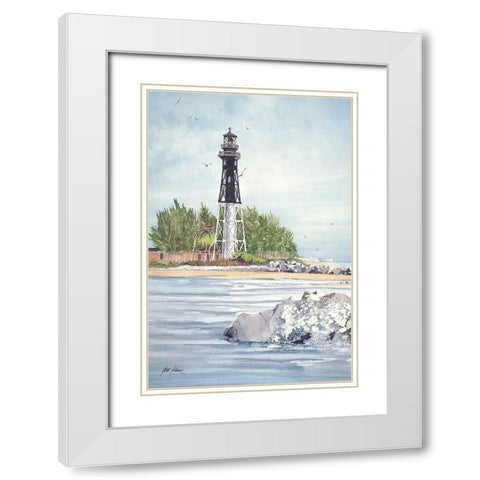 Hillsboro Inlet Lighthouse - Fl. White Modern Wood Framed Art Print with Double Matting by Rizzo, Gene