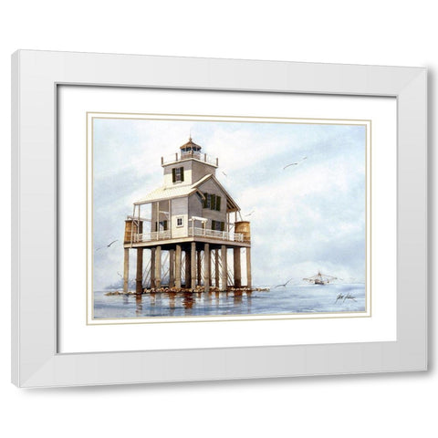Timbalier-Houma, Louisiana White Modern Wood Framed Art Print with Double Matting by Rizzo, Gene