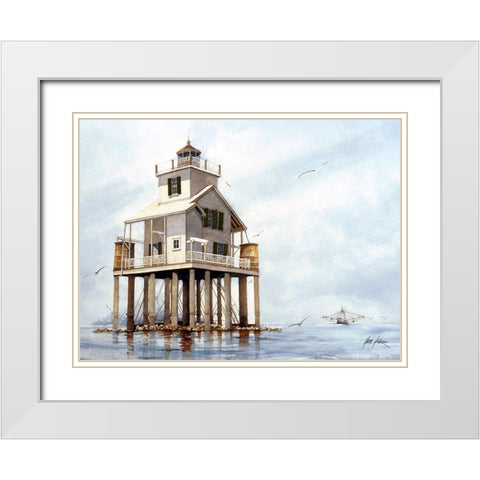 Timbalier-Houma, Louisiana White Modern Wood Framed Art Print with Double Matting by Rizzo, Gene