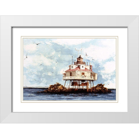 Thomas Point, Maryland White Modern Wood Framed Art Print with Double Matting by Rizzo, Gene