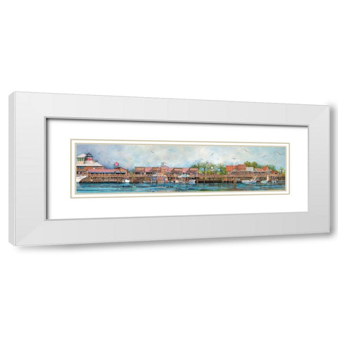 Boardwalk at Johns Pass White Modern Wood Framed Art Print with Double Matting by Rizzo, Gene