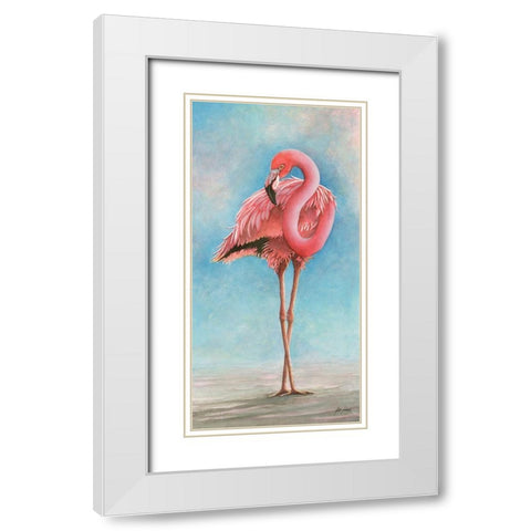 Flamingo - Sassy White Modern Wood Framed Art Print with Double Matting by Rizzo, Gene