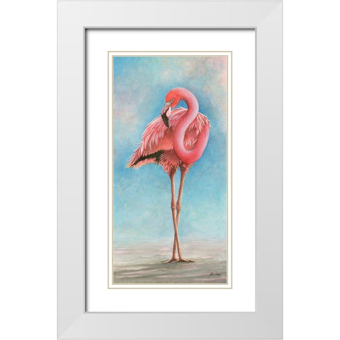 Flamingo - Sassy White Modern Wood Framed Art Print with Double Matting by Rizzo, Gene
